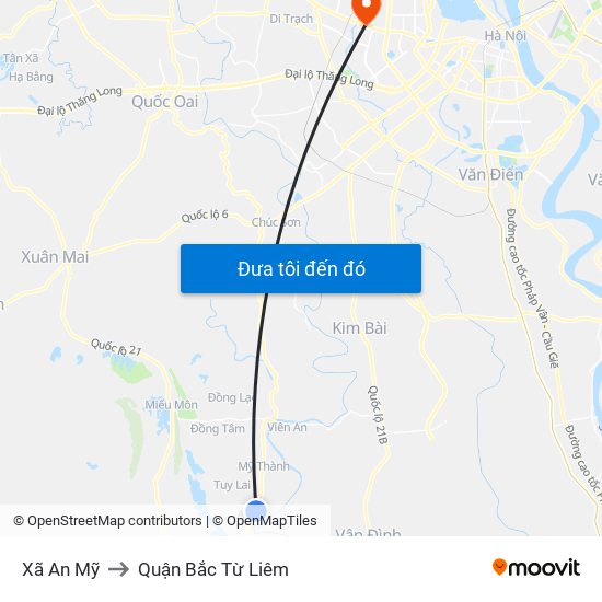 Xã An Mỹ to Quận Bắc Từ Liêm map