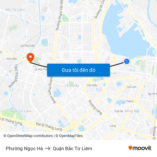 Phường Ngọc Hà to Quận Bắc Từ Liêm map