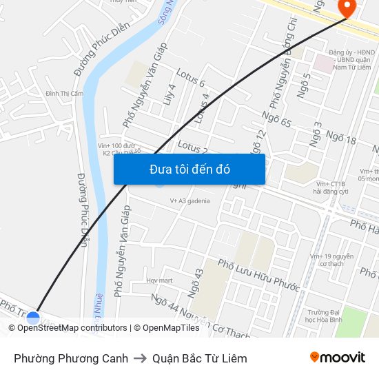 Phường Phương Canh to Quận Bắc Từ Liêm map