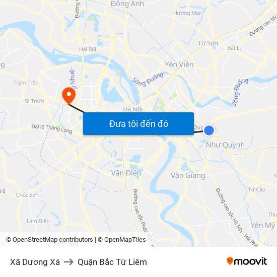 Xã Dương Xá to Quận Bắc Từ Liêm map