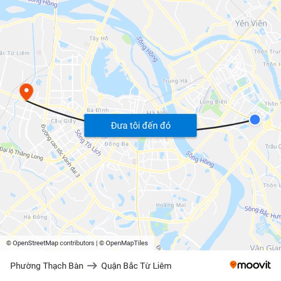 Phường Thạch Bàn to Quận Bắc Từ Liêm map