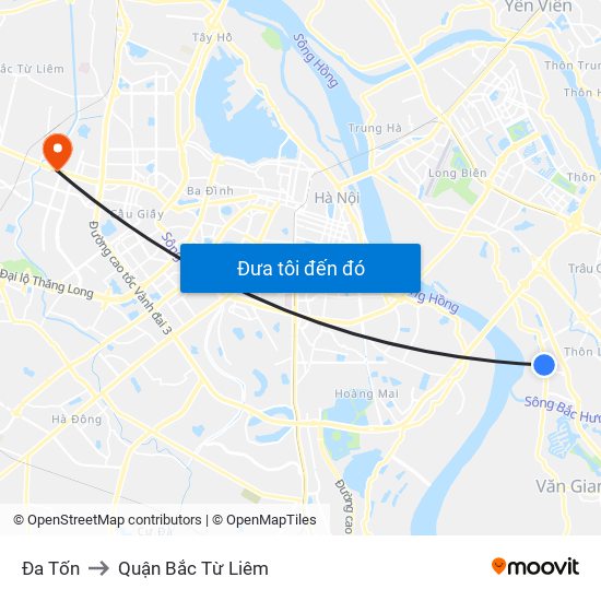 Đa Tốn to Quận Bắc Từ Liêm map