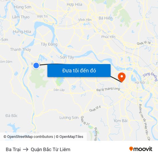 Ba Trại to Quận Bắc Từ Liêm map