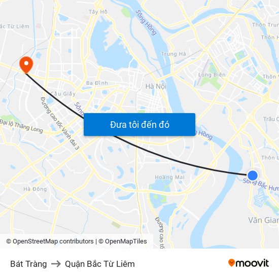 Bát Tràng to Quận Bắc Từ Liêm map