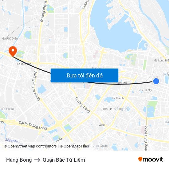 Hàng Bông to Quận Bắc Từ Liêm map