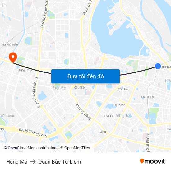 Hàng Mã to Quận Bắc Từ Liêm map