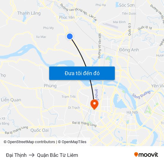 Đại Thịnh to Quận Bắc Từ Liêm map