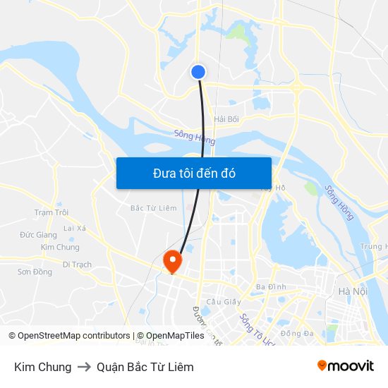 Kim Chung to Quận Bắc Từ Liêm map