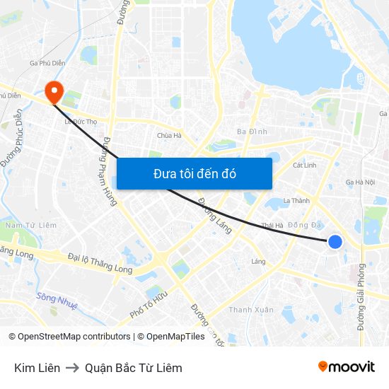 Kim Liên to Quận Bắc Từ Liêm map