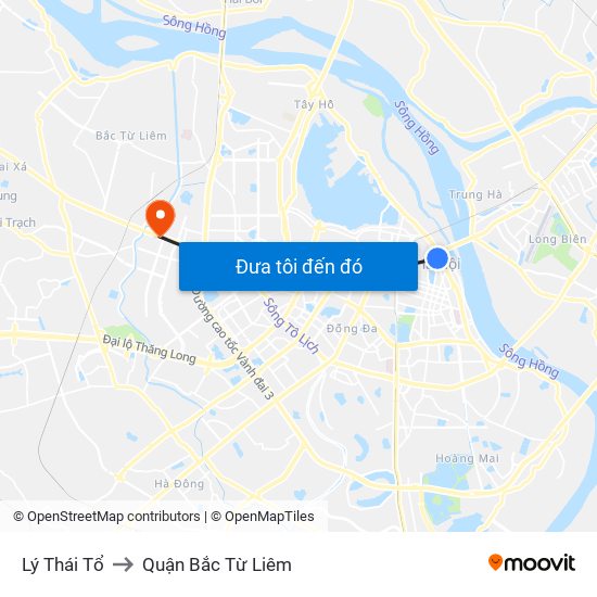 Lý Thái Tổ to Quận Bắc Từ Liêm map