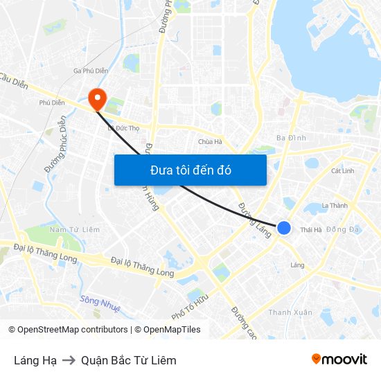 Láng Hạ to Quận Bắc Từ Liêm map