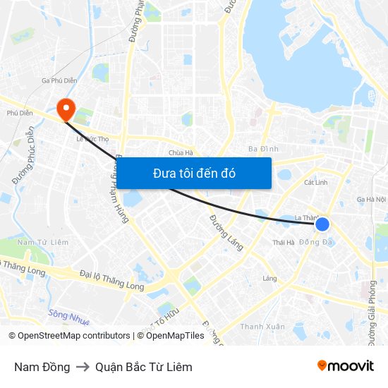 Nam Đồng to Quận Bắc Từ Liêm map