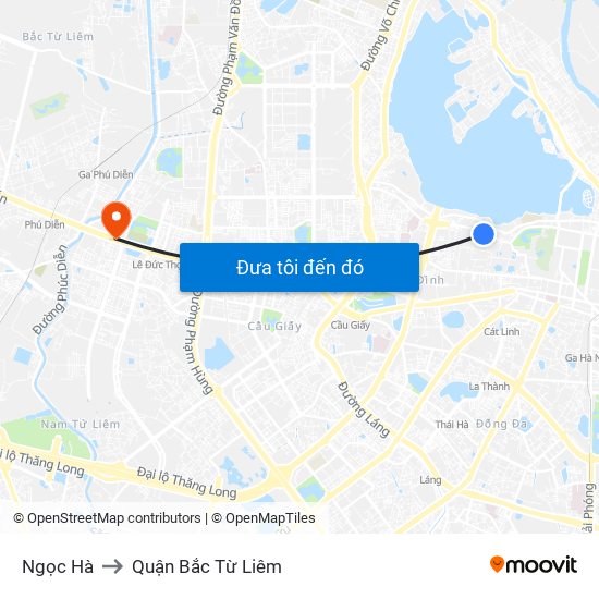 Ngọc Hà to Quận Bắc Từ Liêm map