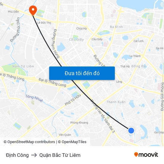 Định Công to Quận Bắc Từ Liêm map