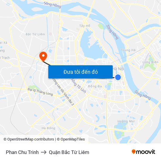 Phan Chu Trinh to Quận Bắc Từ Liêm map