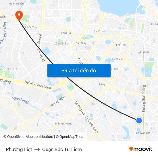 Phương Liệt to Quận Bắc Từ Liêm map