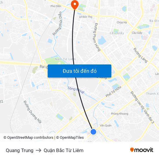 Quang Trung to Quận Bắc Từ Liêm map