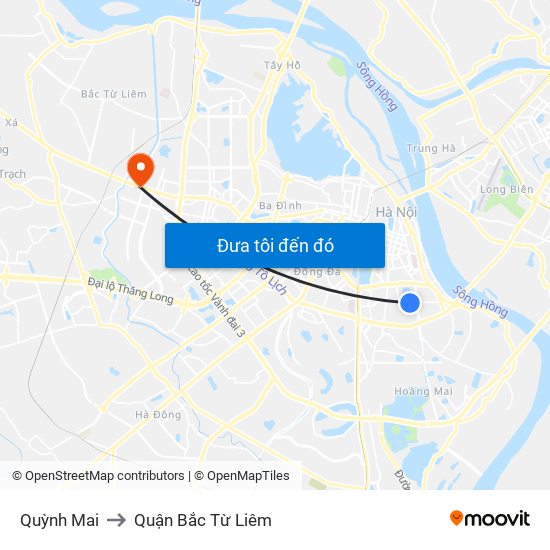 Quỳnh Mai to Quận Bắc Từ Liêm map