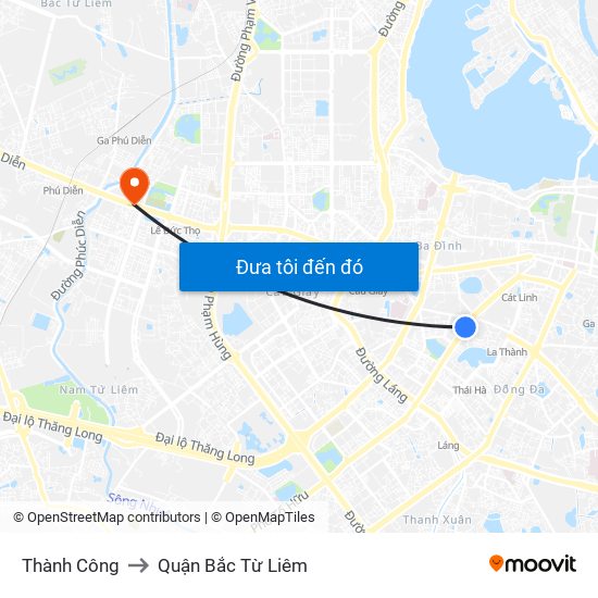 Thành Công to Quận Bắc Từ Liêm map