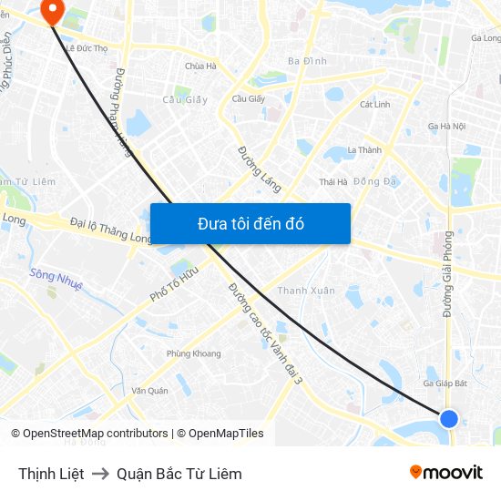 Thịnh Liệt to Quận Bắc Từ Liêm map