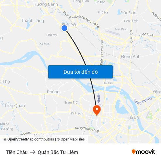 Tiền Châu to Quận Bắc Từ Liêm map