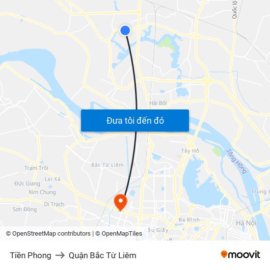 Tiền Phong to Quận Bắc Từ Liêm map