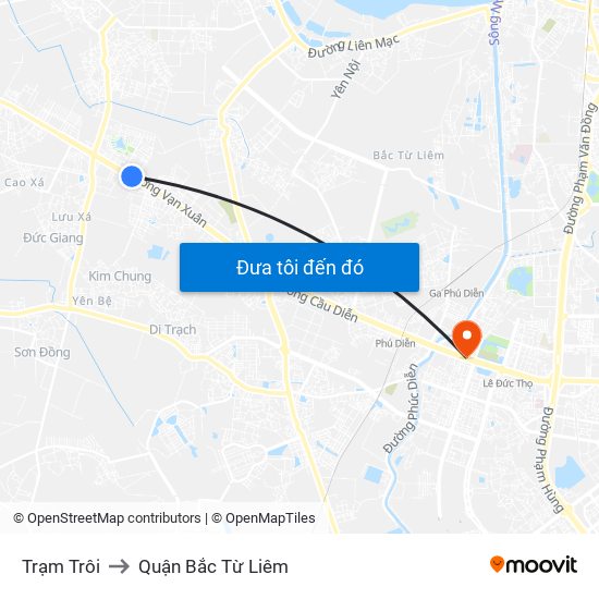 Trạm Trôi to Quận Bắc Từ Liêm map