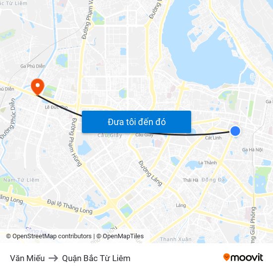 Văn Miếu to Quận Bắc Từ Liêm map