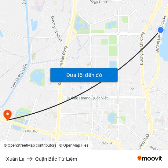 Xuân La to Quận Bắc Từ Liêm map