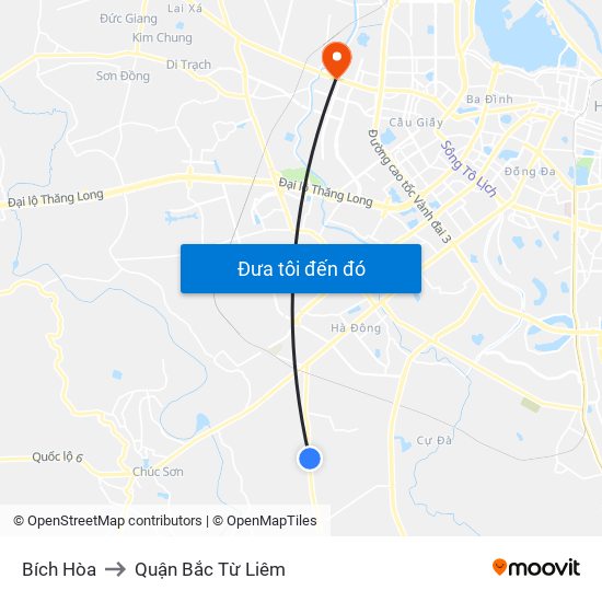 Bích Hòa to Quận Bắc Từ Liêm map