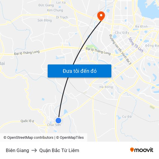 Biên Giang to Quận Bắc Từ Liêm map