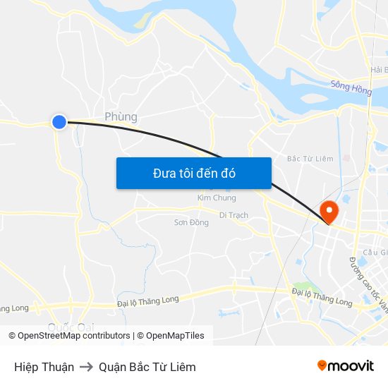 Hiệp Thuận to Quận Bắc Từ Liêm map