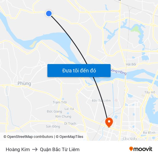 Hoàng Kim to Quận Bắc Từ Liêm map