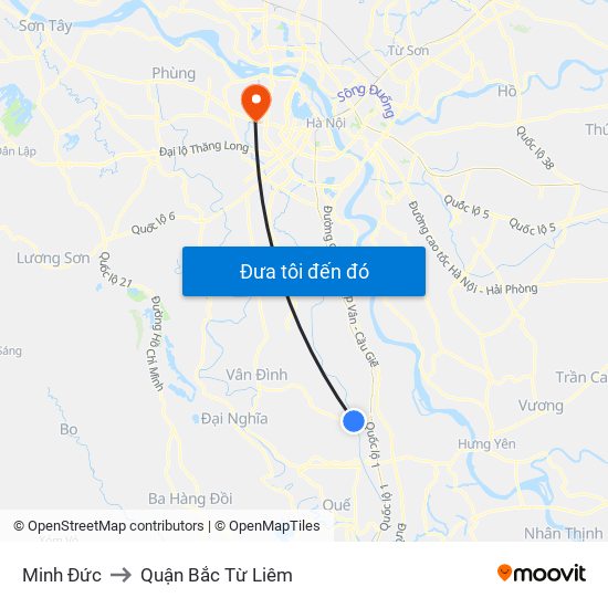 Minh Đức to Quận Bắc Từ Liêm map