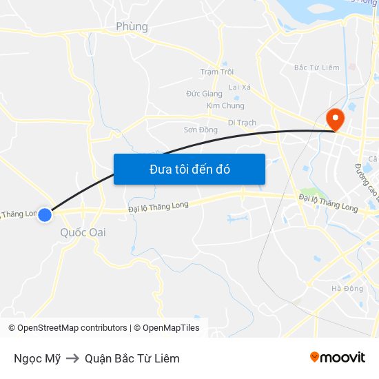 Ngọc Mỹ to Quận Bắc Từ Liêm map