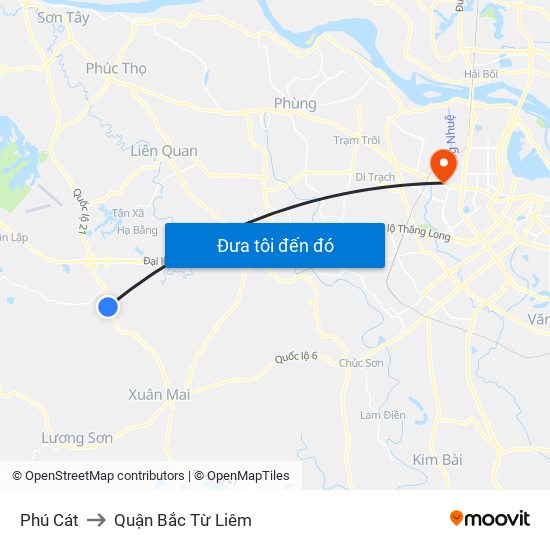 Phú Cát to Quận Bắc Từ Liêm map