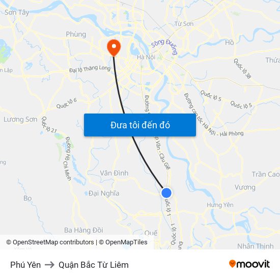 Phú Yên to Quận Bắc Từ Liêm map