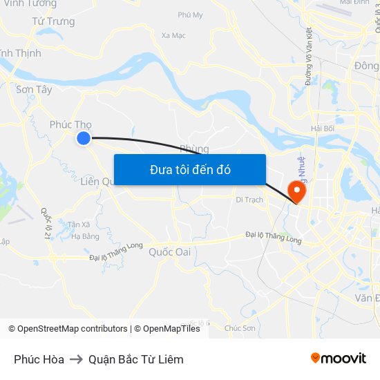 Phúc Hòa to Quận Bắc Từ Liêm map