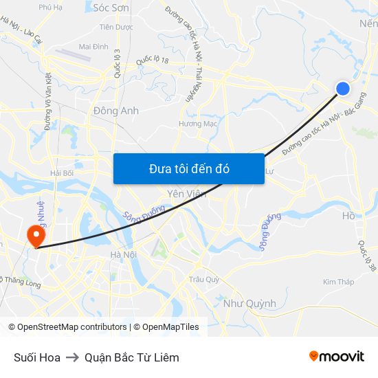 Suối Hoa to Quận Bắc Từ Liêm map