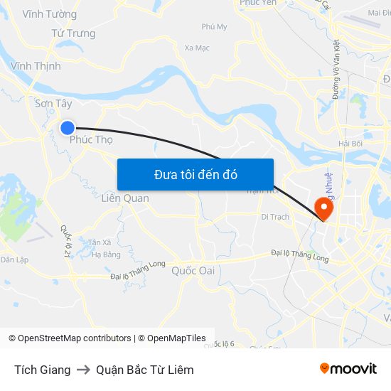 Tích Giang to Quận Bắc Từ Liêm map