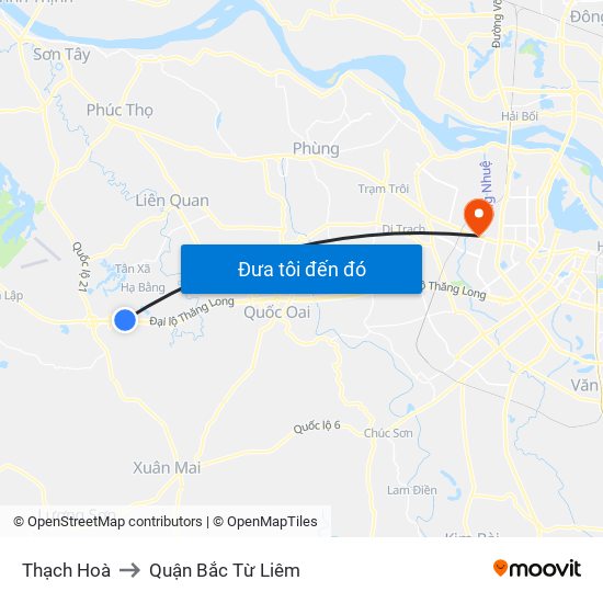 Thạch Hoà to Quận Bắc Từ Liêm map