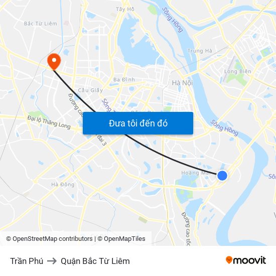 Trần Phú to Quận Bắc Từ Liêm map