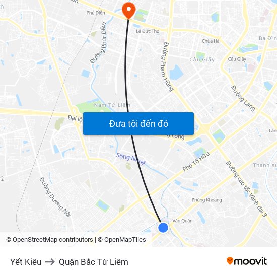 Yết Kiêu to Quận Bắc Từ Liêm map