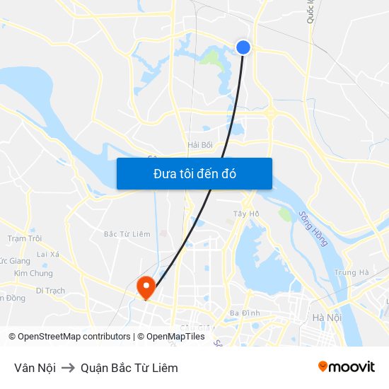 Vân Nội to Quận Bắc Từ Liêm map