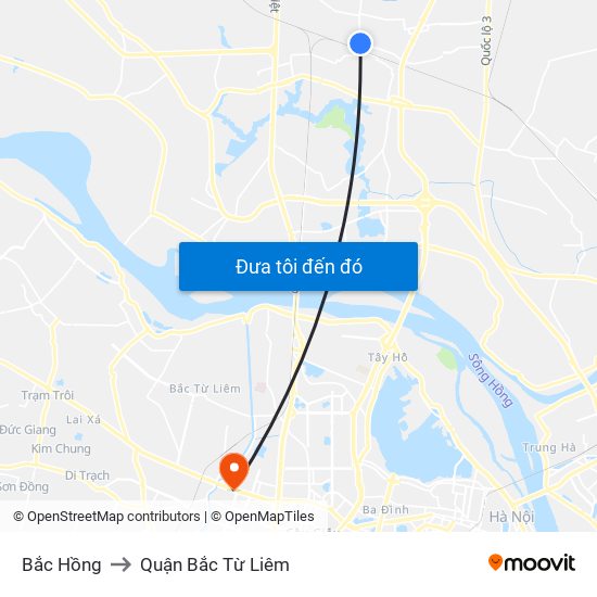 Bắc Hồng to Quận Bắc Từ Liêm map