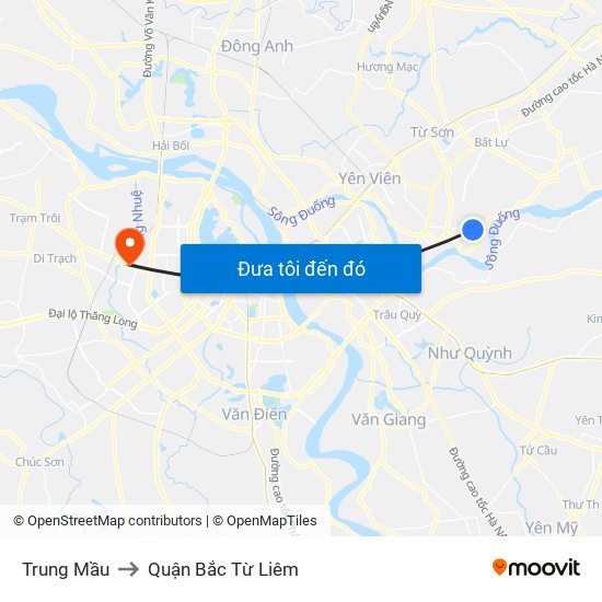 Trung Mầu to Quận Bắc Từ Liêm map