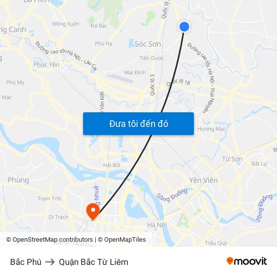 Bắc Phú to Quận Bắc Từ Liêm map