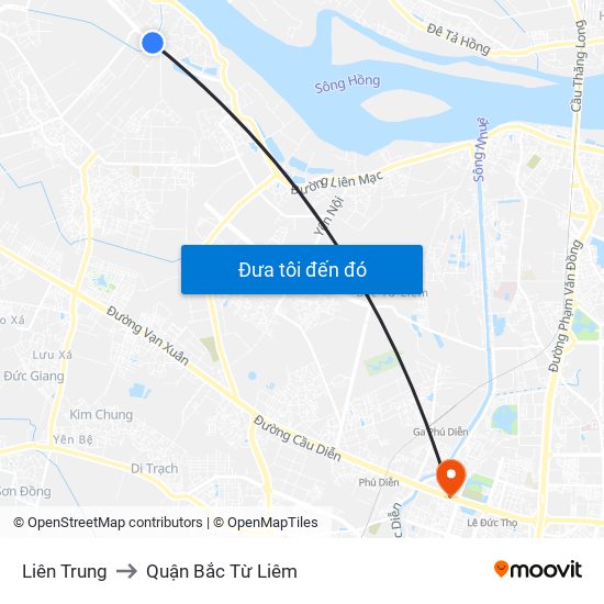 Liên Trung to Quận Bắc Từ Liêm map