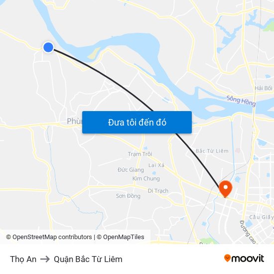 Thọ An to Quận Bắc Từ Liêm map