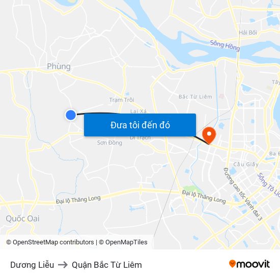 Dương Liễu to Quận Bắc Từ Liêm map